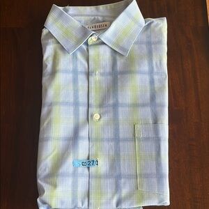 Van Heusen Blue and Green Dress Shirt with Timeless Elegance